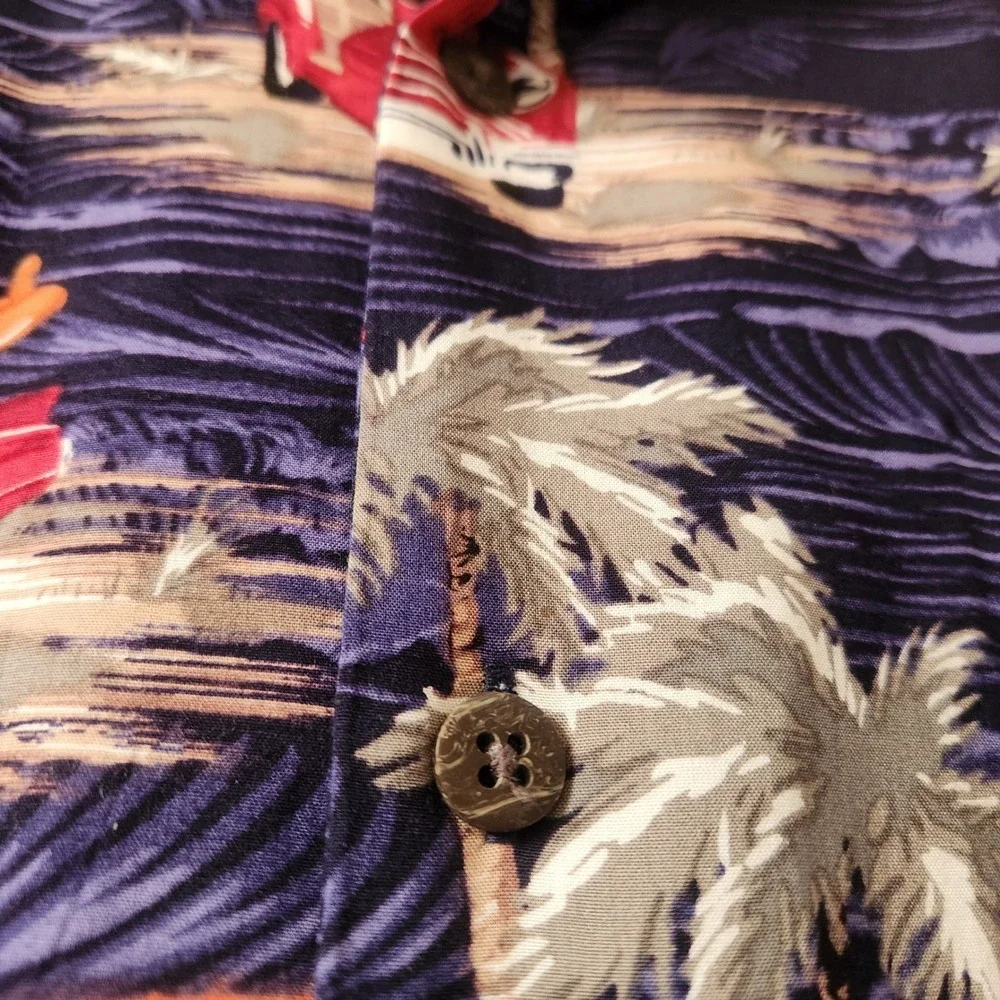 Vintage Big‎ Dogs Blue Shirt Size 3X Hawaiian Woodie Classic Cars Tropical Palm